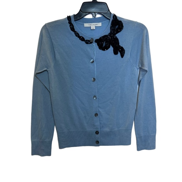 Marc Jacobs Button Down Sequin B0w Collar Sweater - Picture 8 of 9